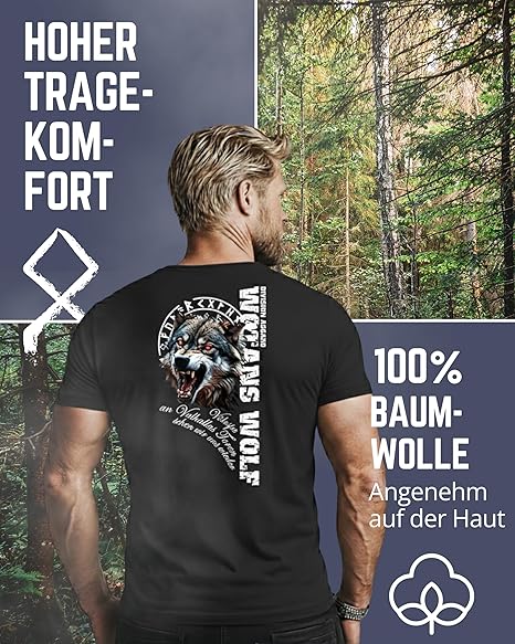 Nordgard Wotans Wolf T-Shirt – Nordisches Design & Stärke